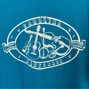 Vintage Carolina Bluegrass single stitch t-shirt Size Large Blue 70s 80s Tee